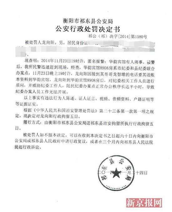 衡陽(yáng)祁東工商局干部“沖擊”紀(jì)委辦案場(chǎng)所被拘留